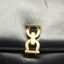 Salvatore Ferragamo Gancini Shoulder Bag Leather Navy Gold Auth 131463-9