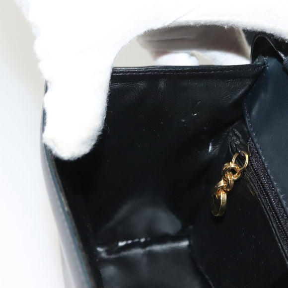 Salvatore Ferragamo Gancini Shoulder Bag Leather Navy Gold Auth 131463