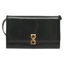 Salvatore Ferragamo Gancini Shoulder Bag Leather Navy Gold Auth 131463-13