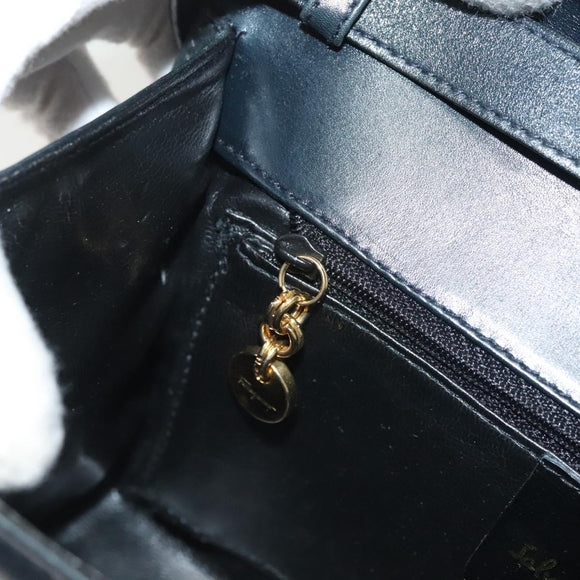 Salvatore Ferragamo Gancini Shoulder Bag Leather Navy Gold Auth 131463