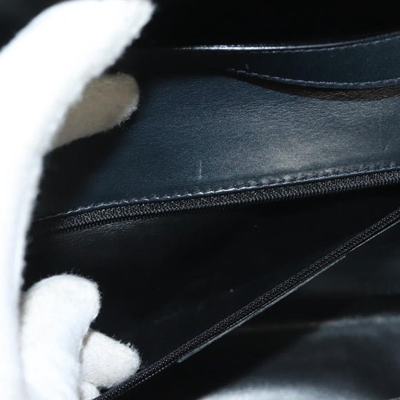 Salvatore Ferragamo Gancini Shoulder Bag Leather Navy Gold Auth 131463