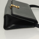 Salvatore Ferragamo Gancini Shoulder Bag Leather Navy Gold Auth 131463-3