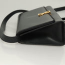 Salvatore Ferragamo Gancini Shoulder Bag Leather Navy Gold Auth 131463-4