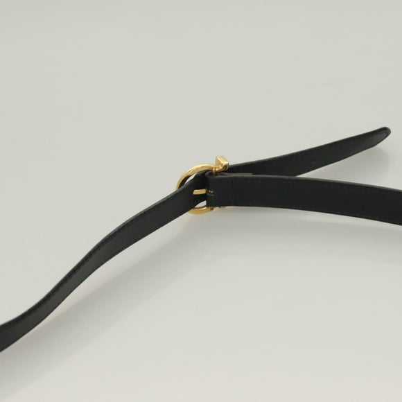 Salvatore Ferragamo Gancini Shoulder Bag Leather Navy Gold Auth 131463