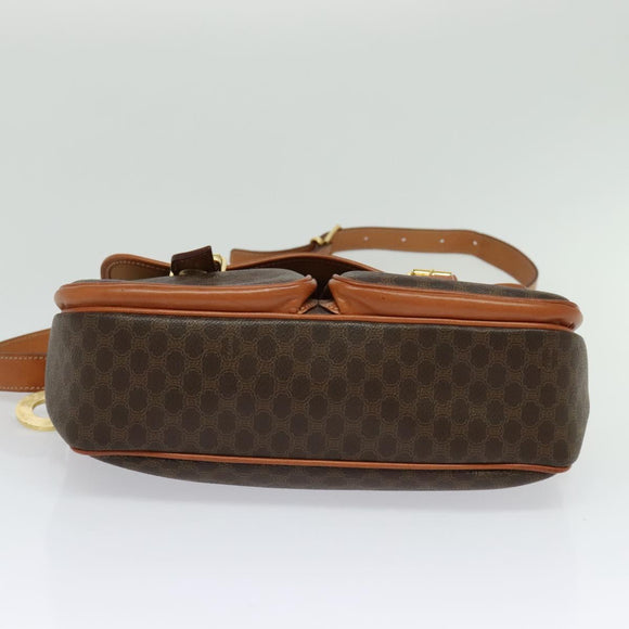CELINE Macadam Canvas Hand Bag PVC Leather 2way Brown Gold Auth 131464