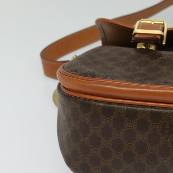 CELINE Macadam Canvas Hand Bag PVC Leather 2way Brown Gold Auth 131464