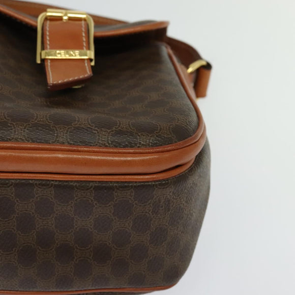CELINE Macadam Canvas Hand Bag PVC Leather 2way Brown Gold Auth 131464