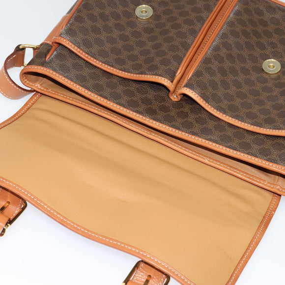 CELINE Macadam Canvas Hand Bag PVC Leather 2way Brown Gold Auth 131464