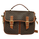 CELINE Macadam Canvas Hand Bag PVC Leather 2way Brown Gold Auth 131464-13