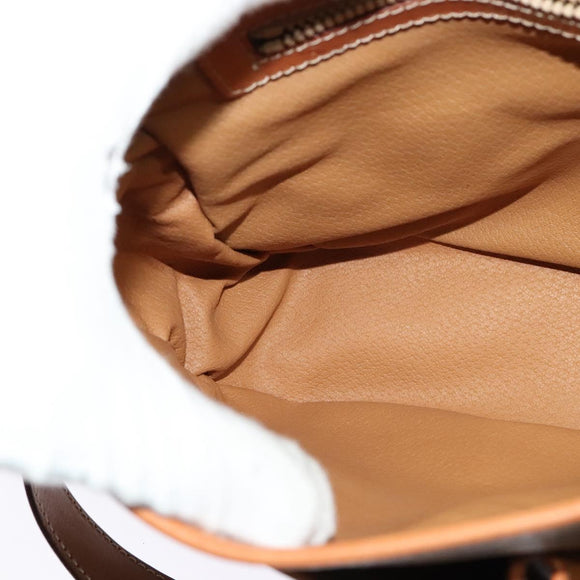 CELINE Macadam Canvas Hand Bag PVC Leather 2way Brown Gold Auth 131464