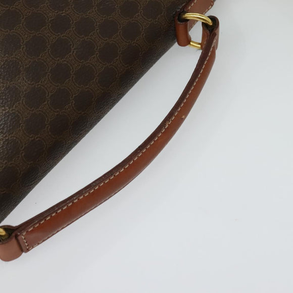 CELINE Macadam Canvas Hand Bag PVC Leather 2way Brown Gold Auth 131464