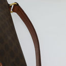 CELINE Macadam Canvas Hand Bag PVC Leather 2way Brown Gold Auth 131464-14