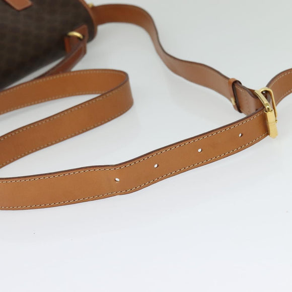 CELINE Macadam Canvas Hand Bag PVC Leather 2way Brown Gold Auth 131464