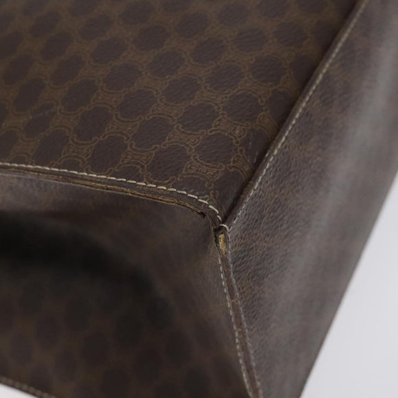 CELINE Macadam Canvas Shoulder Bag PVC Leather Brown Gold Auth 131465