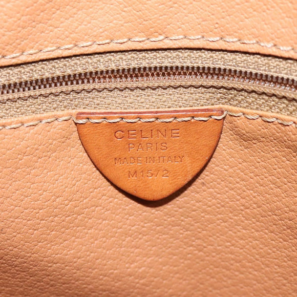 CELINE Macadam Canvas Shoulder Bag PVC Leather Brown Gold Auth 131465