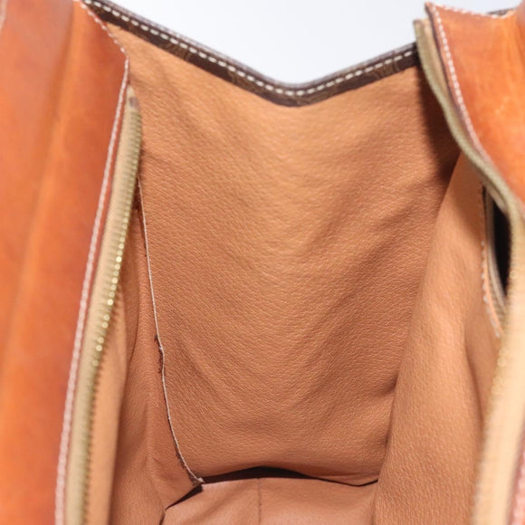 CELINE Macadam Canvas Shoulder Bag PVC Leather Brown Gold Auth 131465