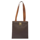 CELINE Macadam Canvas Shoulder Bag PVC Leather Brown Gold Auth 131465-13