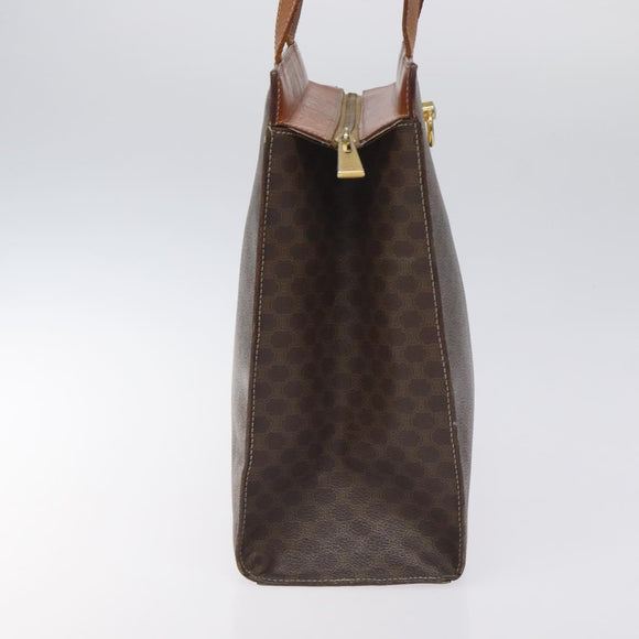 CELINE Macadam Canvas Shoulder Bag PVC Leather Brown Gold Auth 131465