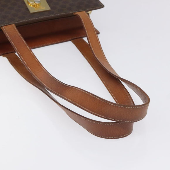 CELINE Macadam Canvas Shoulder Bag PVC Leather Brown Gold Auth 131465