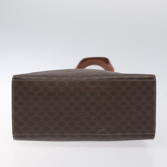 CELINE Macadam Canvas Shoulder Bag PVC Leather Brown Gold Auth 131465