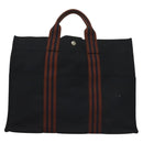 HERMES Fourre Tout GM Hand Bag Canvas Navy Silver Auth 131468-13