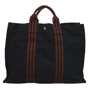 HERMES Fourre Tout GM Hand Bag Canvas Navy Silver Auth 131468 - 0
