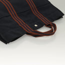 HERMES Fourre Tout GM Hand Bag Canvas Navy Silver Auth 131468-7