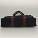 HERMES Fourre Tout GM Hand Bag Canvas Navy Silver Auth 131468-5