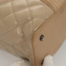 CHANEL Matelasse Boy Chanel Hand Bag Patent leather Beige CC Auth 131470-14