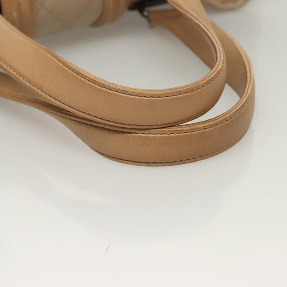 CHANEL Matelasse Boy Chanel Hand Bag Patent leather Beige CC Auth 131470