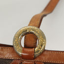 CELINE Macadam Canvas Shoulder Bag PVC Leather Brown Gold Auth 131477-19