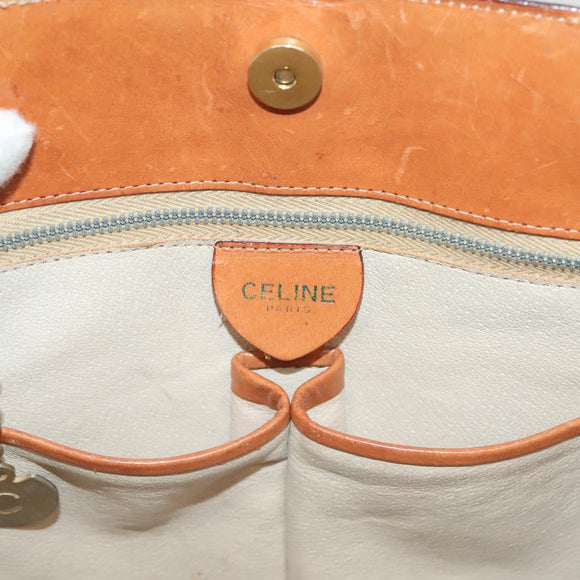 CELINE Macadam Canvas Shoulder Bag PVC Leather Brown Gold Auth 131477