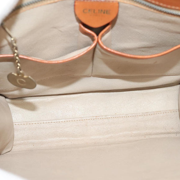 CELINE Macadam Canvas Shoulder Bag PVC Leather Brown Gold Auth 131477