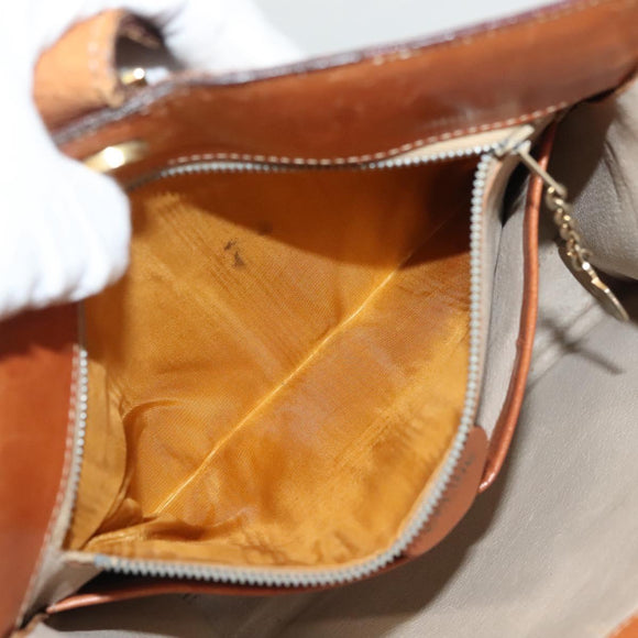 CELINE Macadam Canvas Shoulder Bag PVC Leather Brown Gold Auth 131477