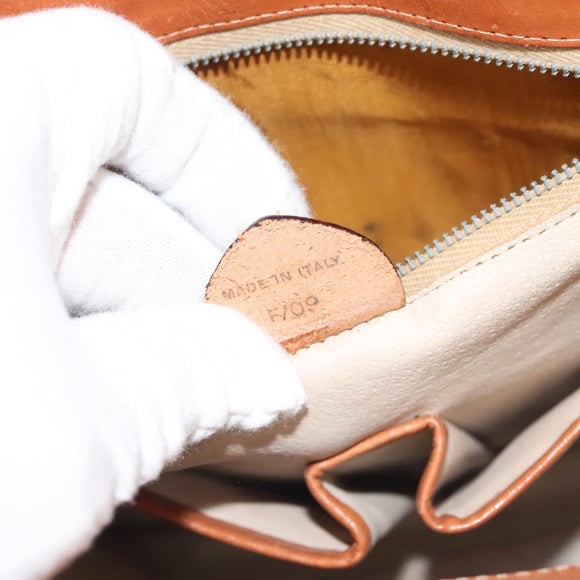 CELINE Macadam Canvas Shoulder Bag PVC Leather Brown Gold Auth 131477