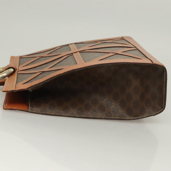 CELINE Macadam Canvas Shoulder Bag PVC Leather Brown Gold Auth 131477