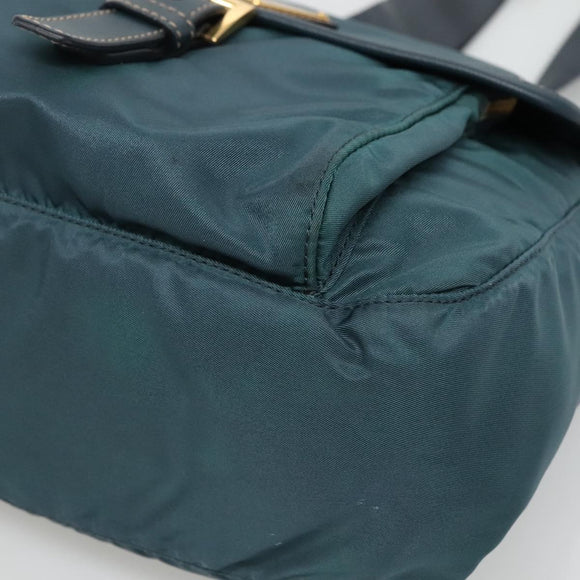 PRADA Shoulder Bag Nylon Green Gold Auth 131481