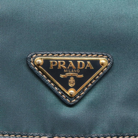 PRADA Shoulder Bag Nylon Green Gold Auth 131481