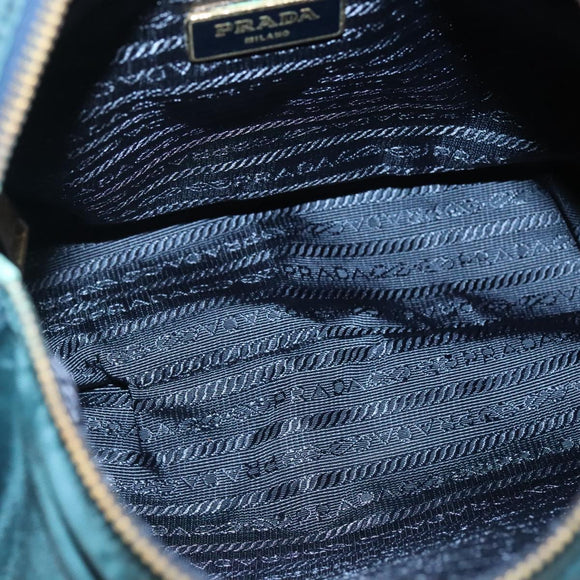 PRADA Shoulder Bag Nylon Green Gold Auth 131481