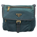 PRADA Shoulder Bag Nylon Green Gold Auth 131481-13