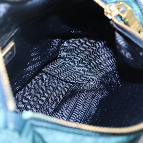 PRADA Shoulder Bag Nylon Green Gold Auth 131481