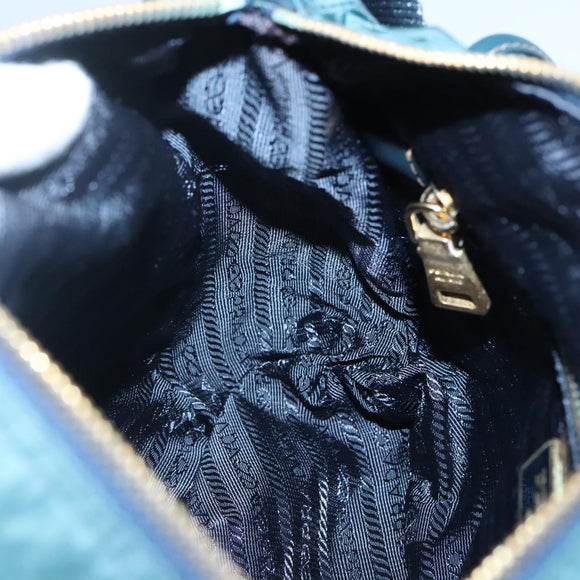 PRADA Shoulder Bag Nylon Green Gold Auth 131481