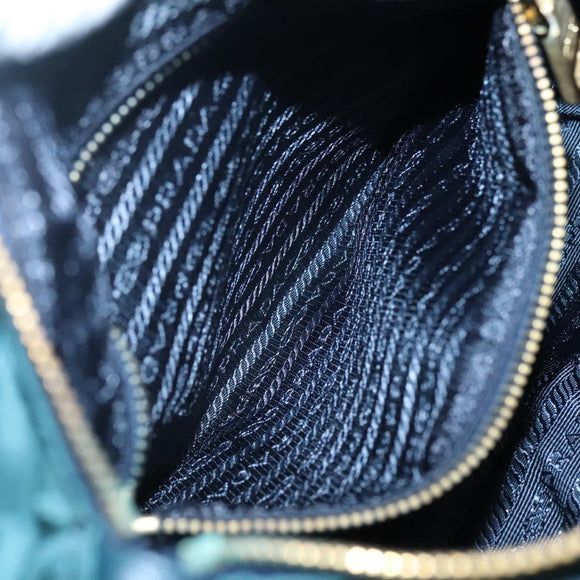 PRADA Shoulder Bag Nylon Green Gold Auth 131481