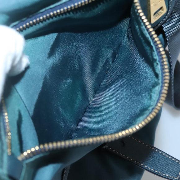 PRADA Shoulder Bag Nylon Green Gold Auth 131481