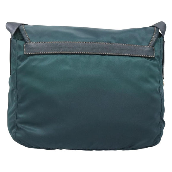 PRADA Shoulder Bag Nylon Green Gold Auth 131481
