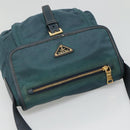 PRADA Shoulder Bag Nylon Green Gold Auth 131481-6