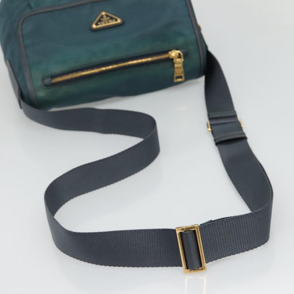 PRADA Shoulder Bag Nylon Green Gold Auth 131481