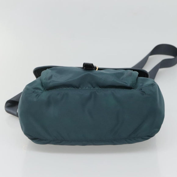 PRADA Shoulder Bag Nylon Green Gold Auth 131481