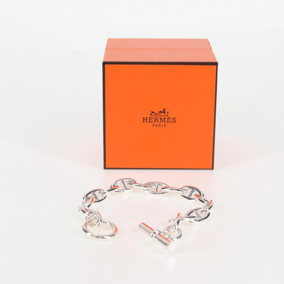 HERMES Chaine d'Ancre GM Bracelet Ag925 15 Links Silver Auth 131509SM