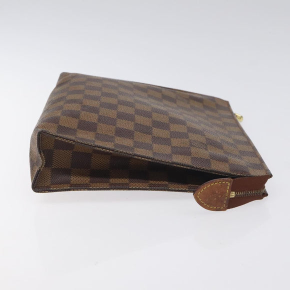 LOUIS VUITTON Damier Ebene Poche Toilette 26 Pouch N47543 LV Auth 131517